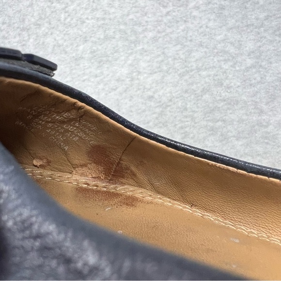 Tory Burch Powder Coated Melinda Ballet Flats Leather Perfect Navy Blue Size 8.5 - Picture 10 of 16